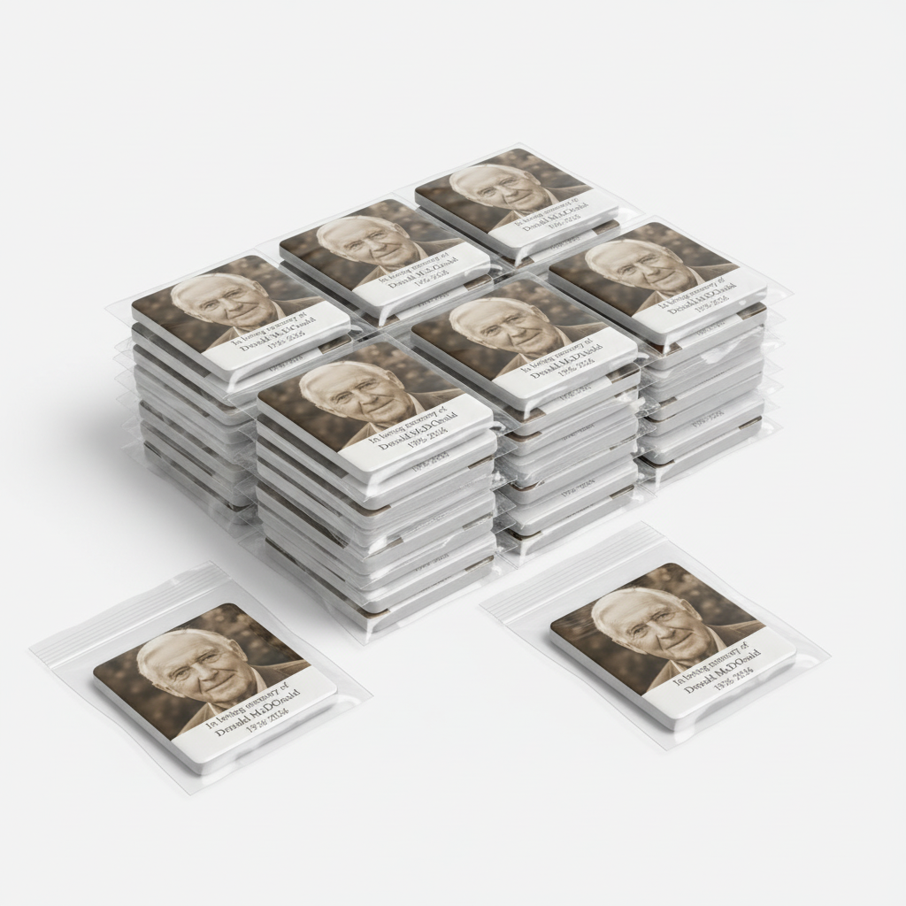 30 Donald McDonald memorial magnets in individual OPP bags