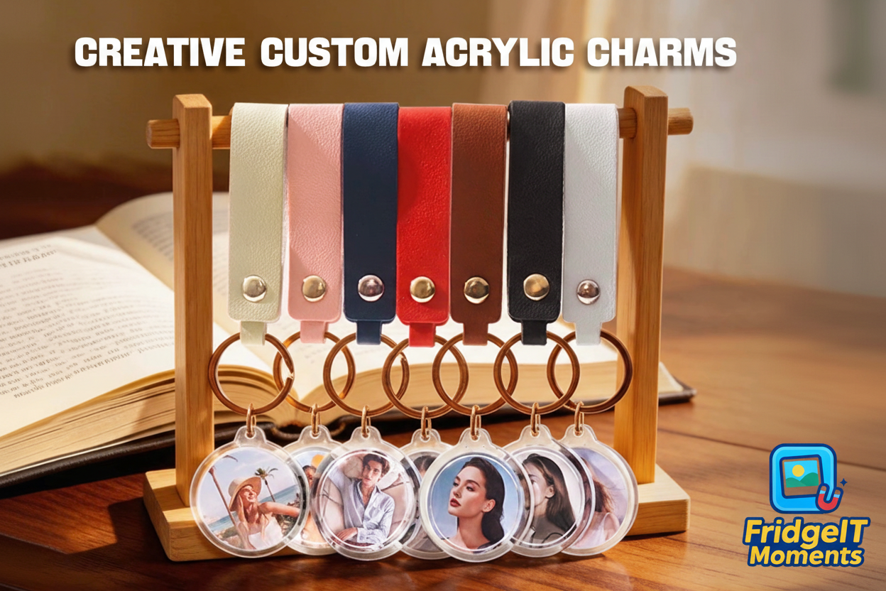 Personalized  custom photo charm  custom photo keychain with wireless smart NFC Tag tap technology Dunedin NZ