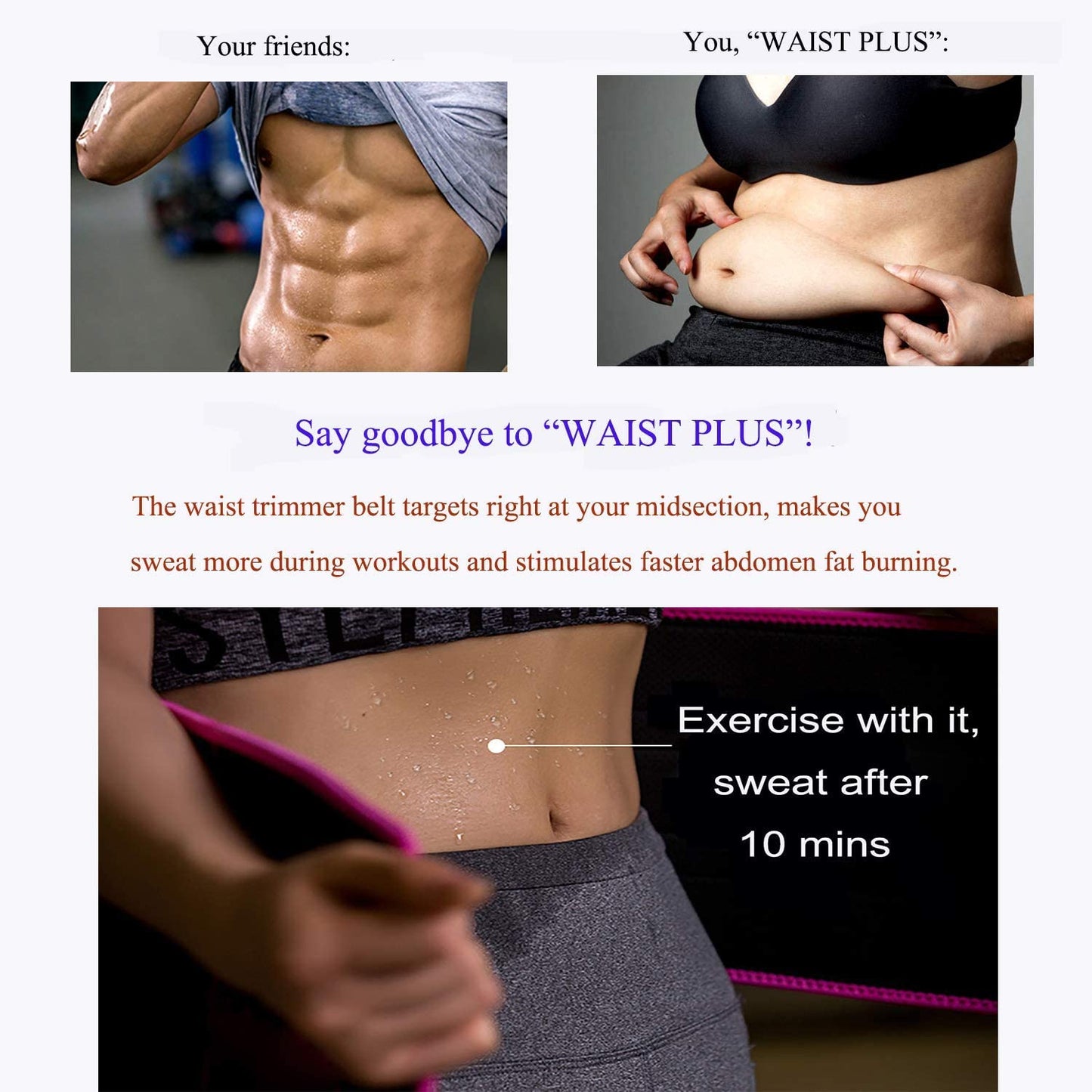 Unisex slimming waist trainer with lumbar support and sauna effect – Blue & Pink, Work Out Support Belt sizes Small to XXL| Dunedin NZ