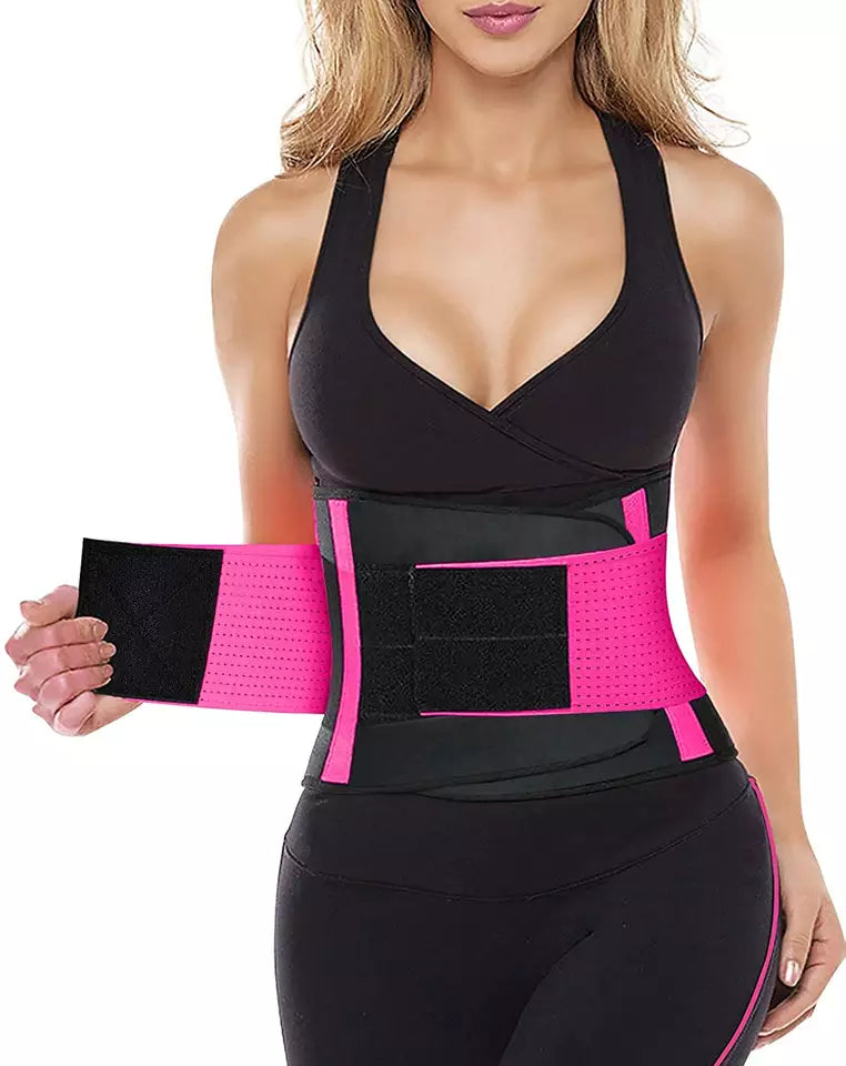 Unisex slimming waist trainer with lumbar support and sauna effect – Blue & Pink, Work Out Support Belt sizes Small to XXL| Dunedin NZ