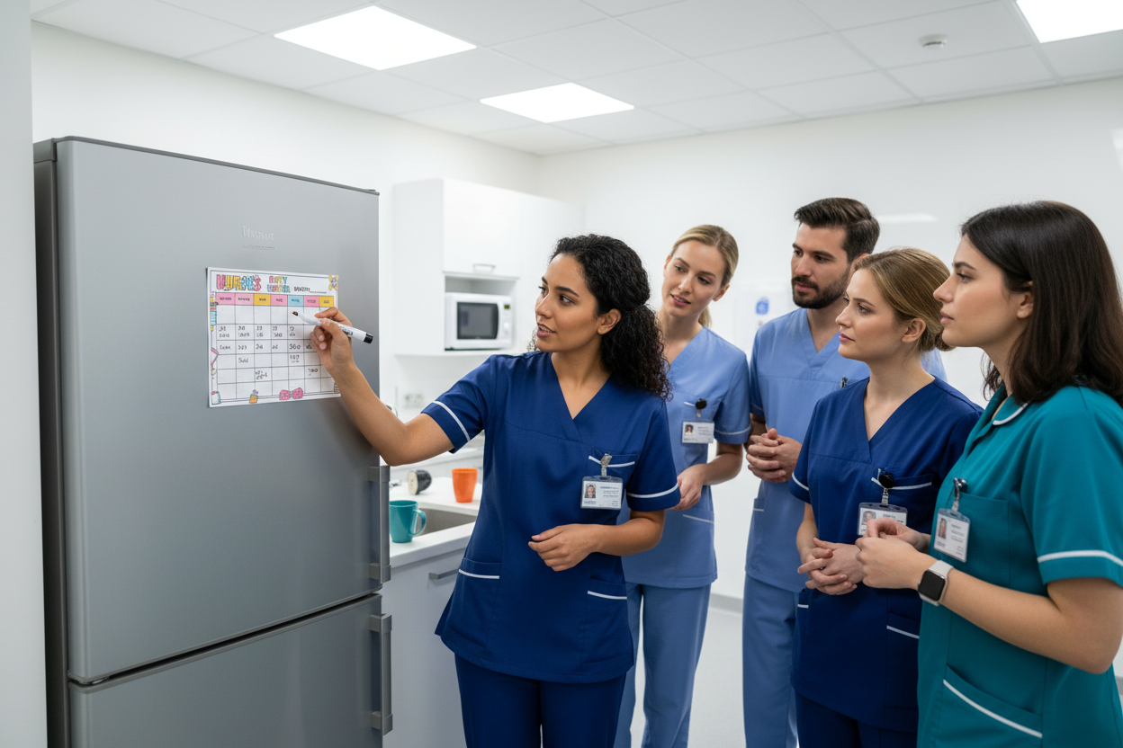 healthcare shift roster fridge magnet , magnetic planner, magnetic roster sheet, handcrafted in Dunedin, New Zealand – FridgeIT Moments