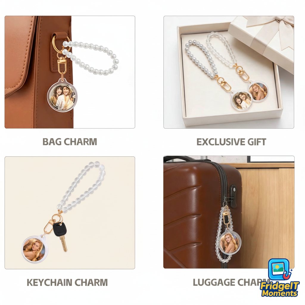 Personalized custom photo keychain custom photo charm – handcrafted in Dunedin, New Zealand by FridgeIT Moments