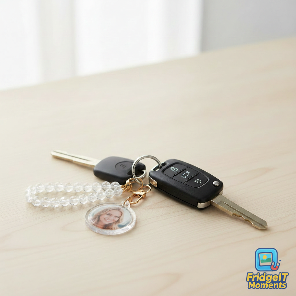 Personalized custom photo keychain custom photo charm – handcrafted in Dunedin, New Zealand by FridgeIT Moments
