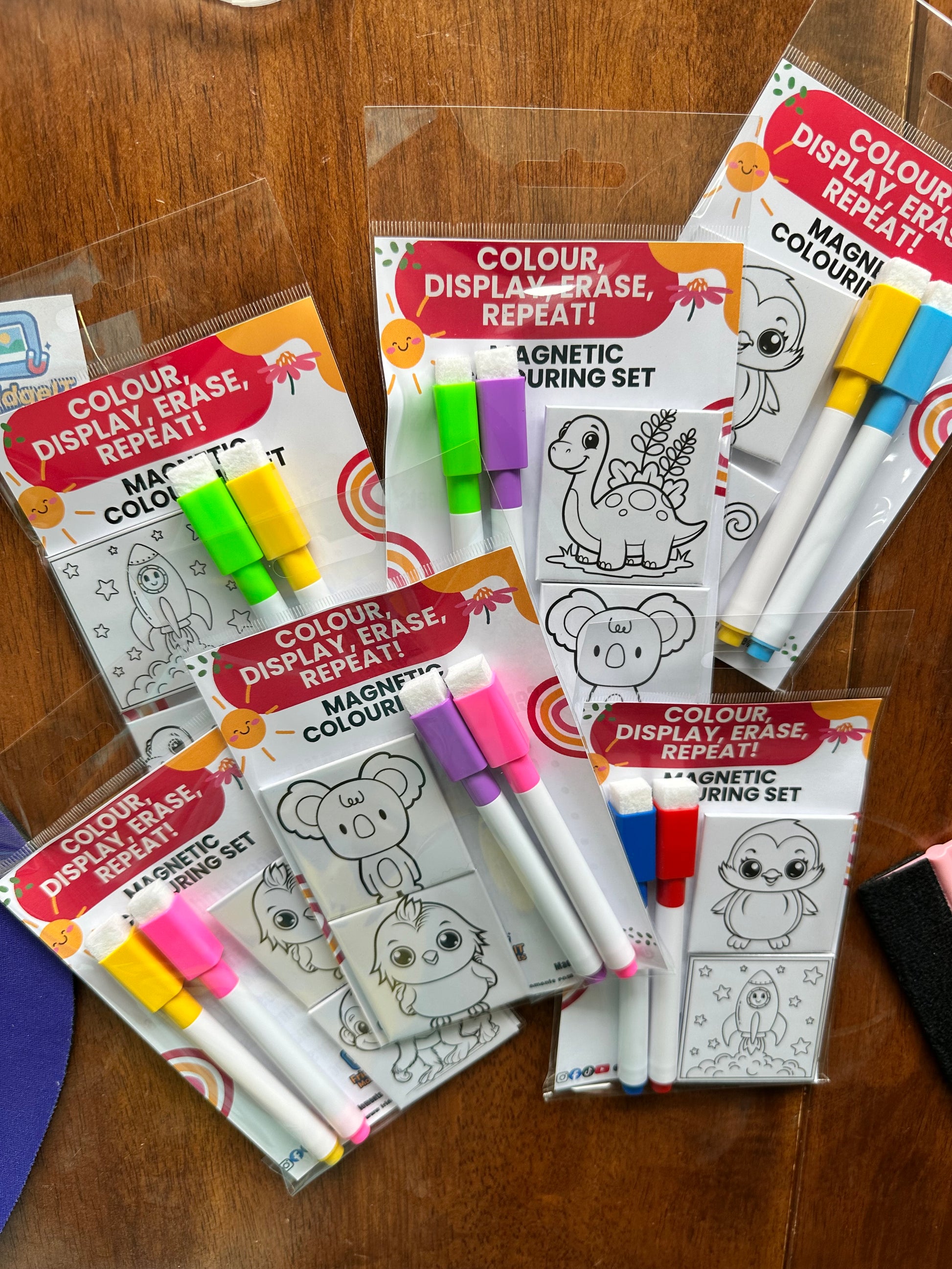 Kids coloring magnetic set  pre-made handcrafted in Dunedin NZ Display erase repeat Kids Art Kids Learning Toys by FridgeIT Moments