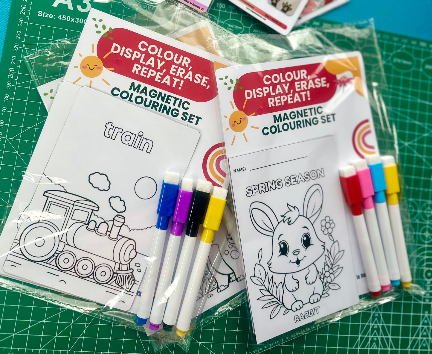 Kids reusable magnetic coloring set, learning toys, kids activity, handcrafted in Dunedin, New Zealand – FridgeIT Moments
