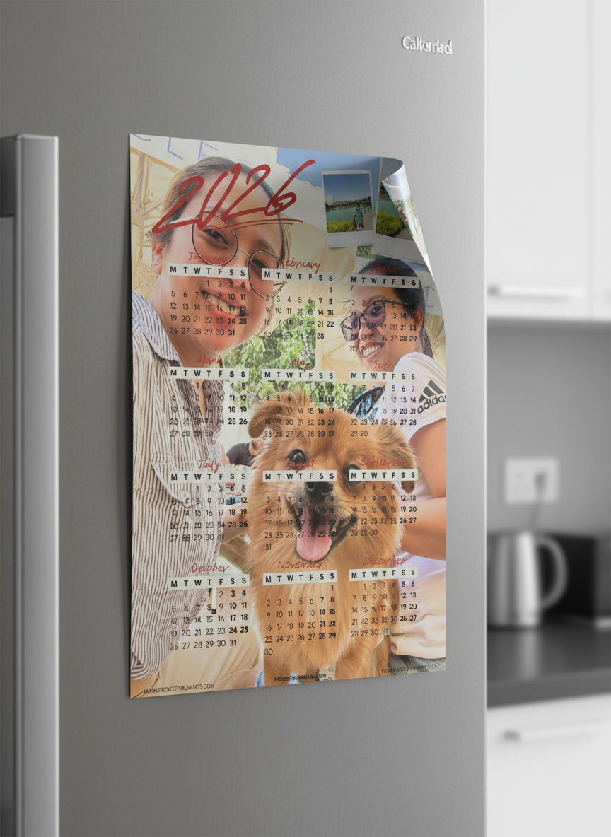 Personalized Custom photo magnetic calendar 2026 handcrafted in Dunedin, New Zealand – FridgeIT Moments