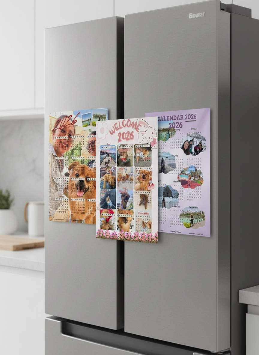 Personalized Custom photo magnetic calendar 2026 handcrafted in Dunedin, New Zealand – FridgeIT Moments