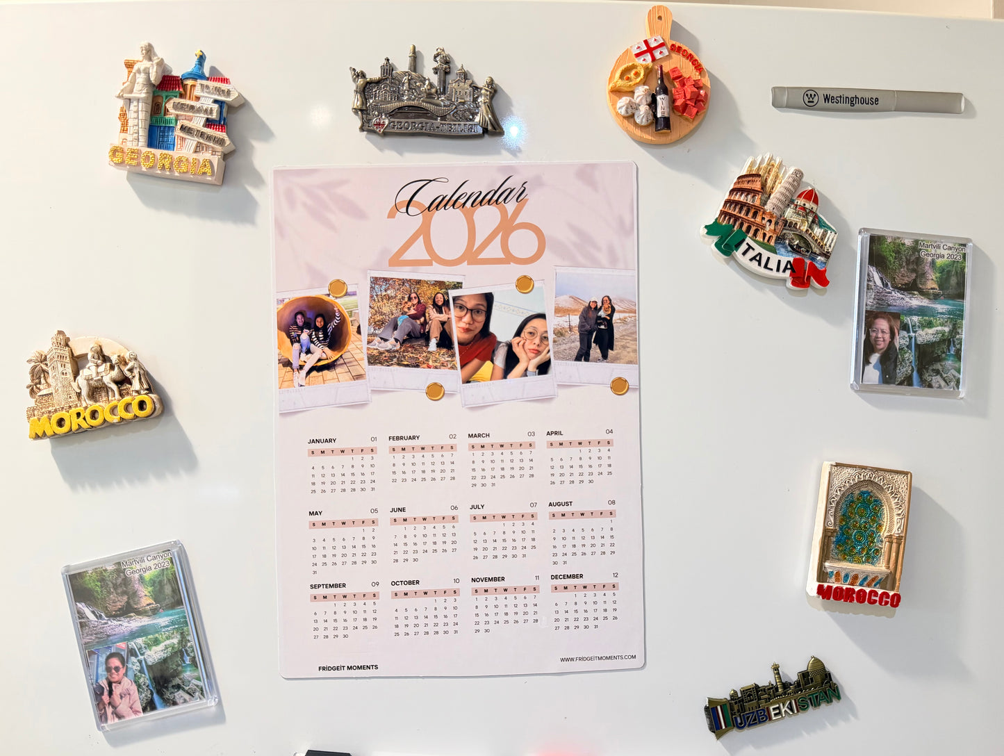Personalized Custom photo magnetic calendar 2026 handcrafted in Dunedin, New Zealand – FridgeIT Moments