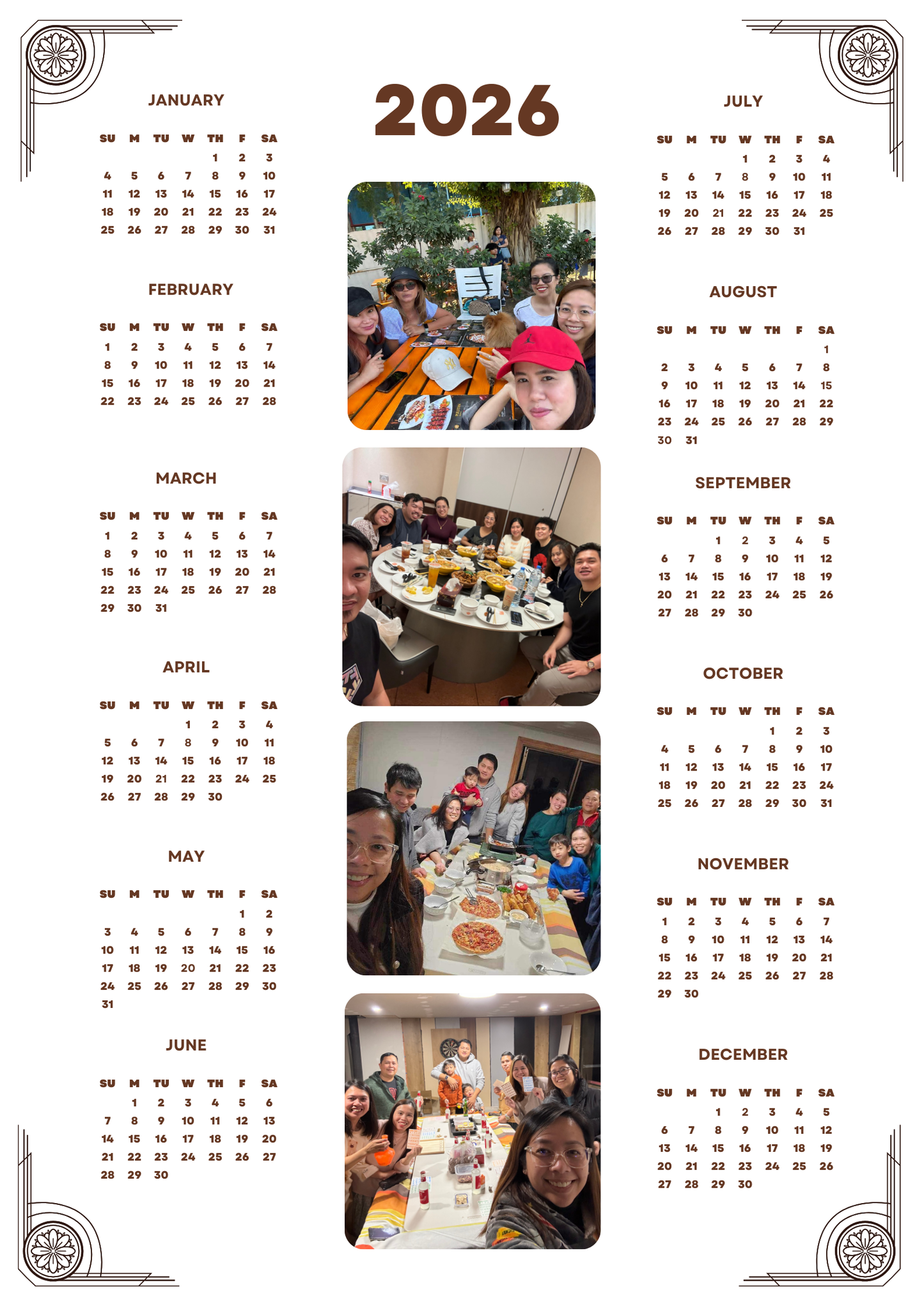Personalized Custom photo magnetic calendar 2026 handcrafted in Dunedin, New Zealand – FridgeIT Moments