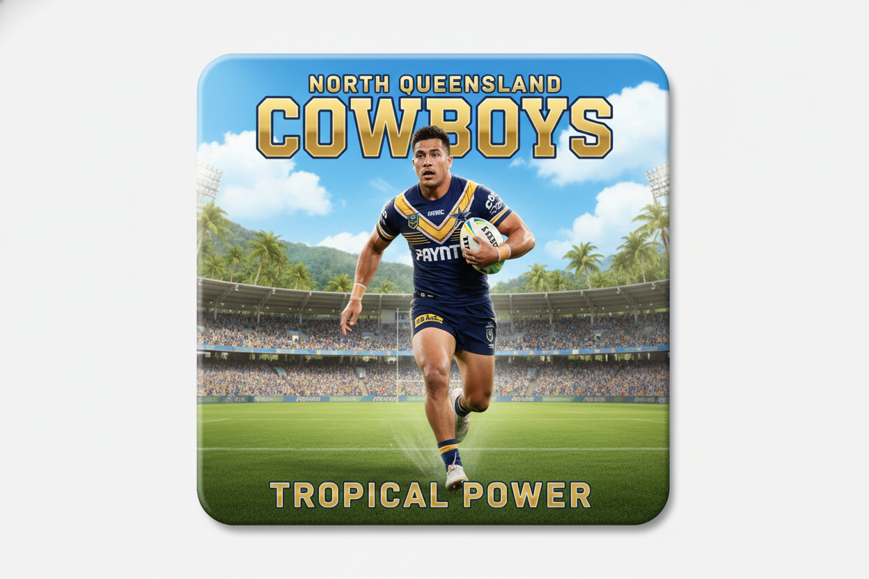 Custom NRL rugby league photo magnet, NRL collectibles, handcrafted in Dunedin, New Zealand – FridgeIT Moments