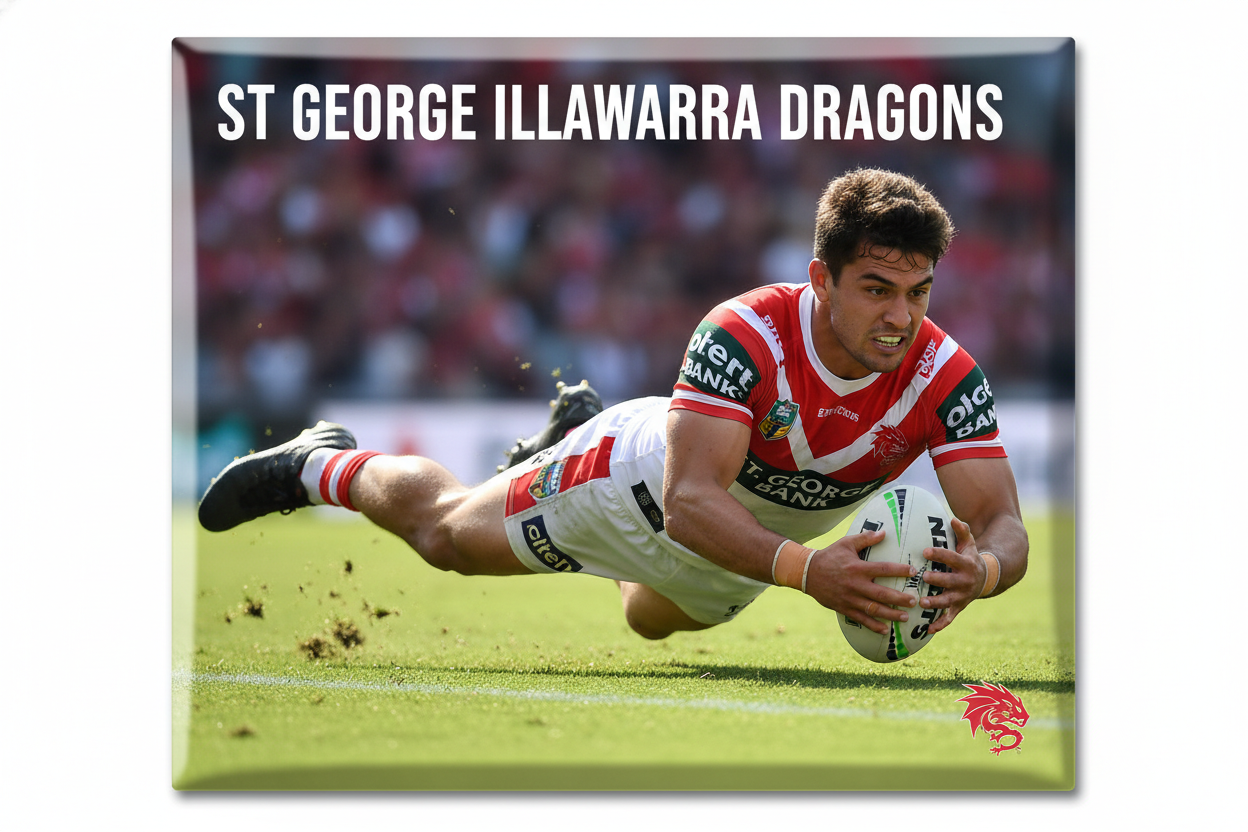 Custom NRL rugby league photo magnet, NRL collectibles, handcrafted in Dunedin, New Zealand – FridgeIT Moments