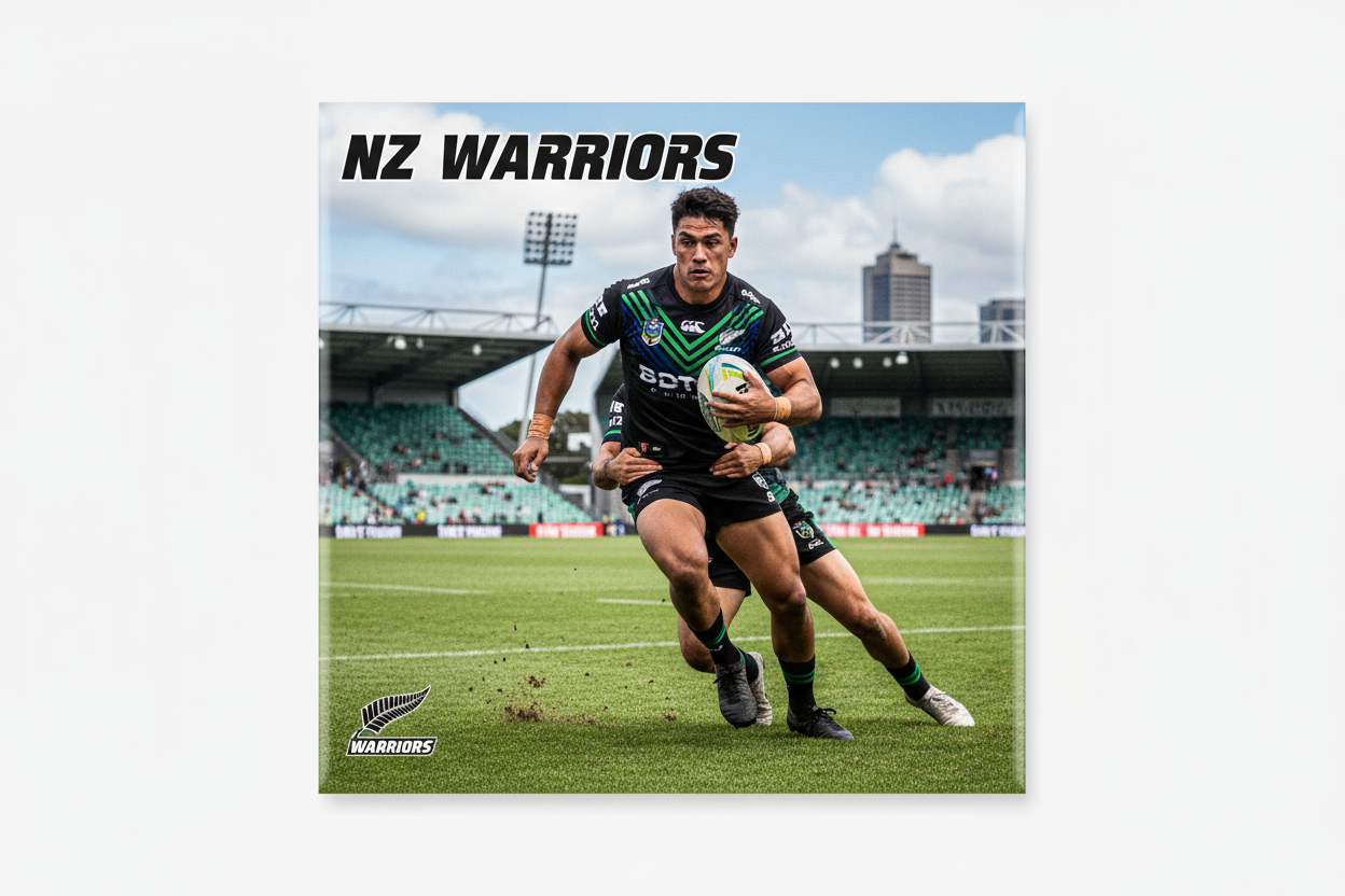 Custom NRL rugby league photo magnet, NRL collectibles, handcrafted in Dunedin, New Zealand – FridgeIT Moments