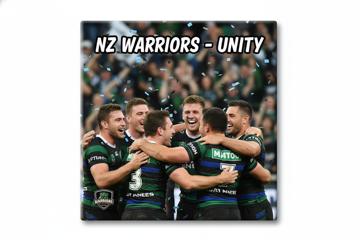 Custom NRL rugby league photo magnet, NRL collectibles, handcrafted in Dunedin, New Zealand – FridgeIT Moments