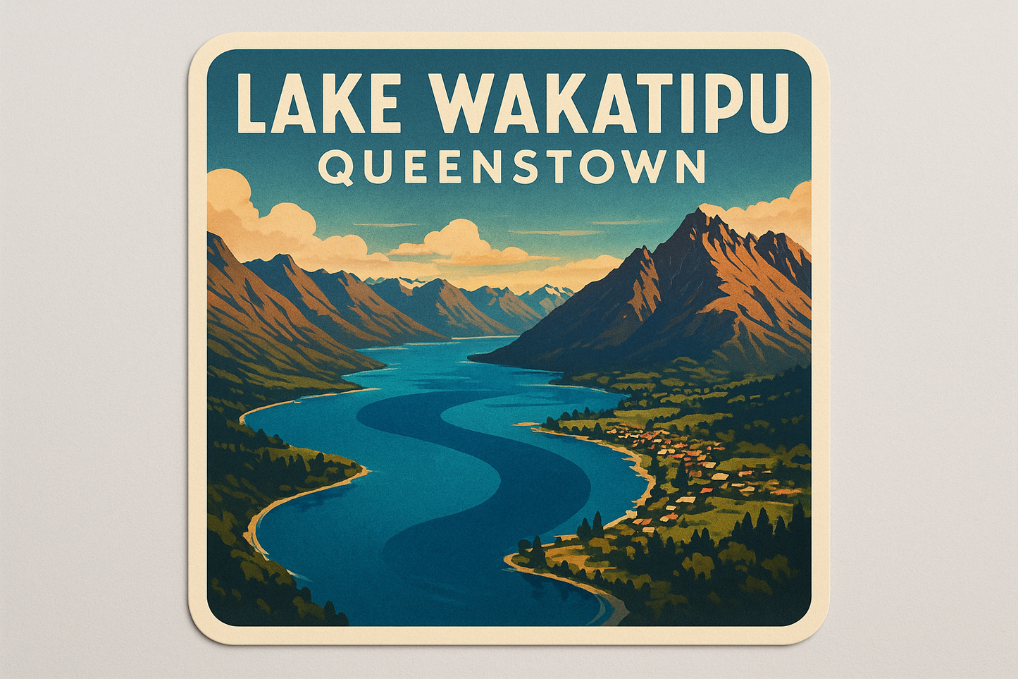 Queenstown NZ landscape souvenir fridge magnet handcrafted in Dunedin, New Zealand – FridgeIT Moments Souvenirs 