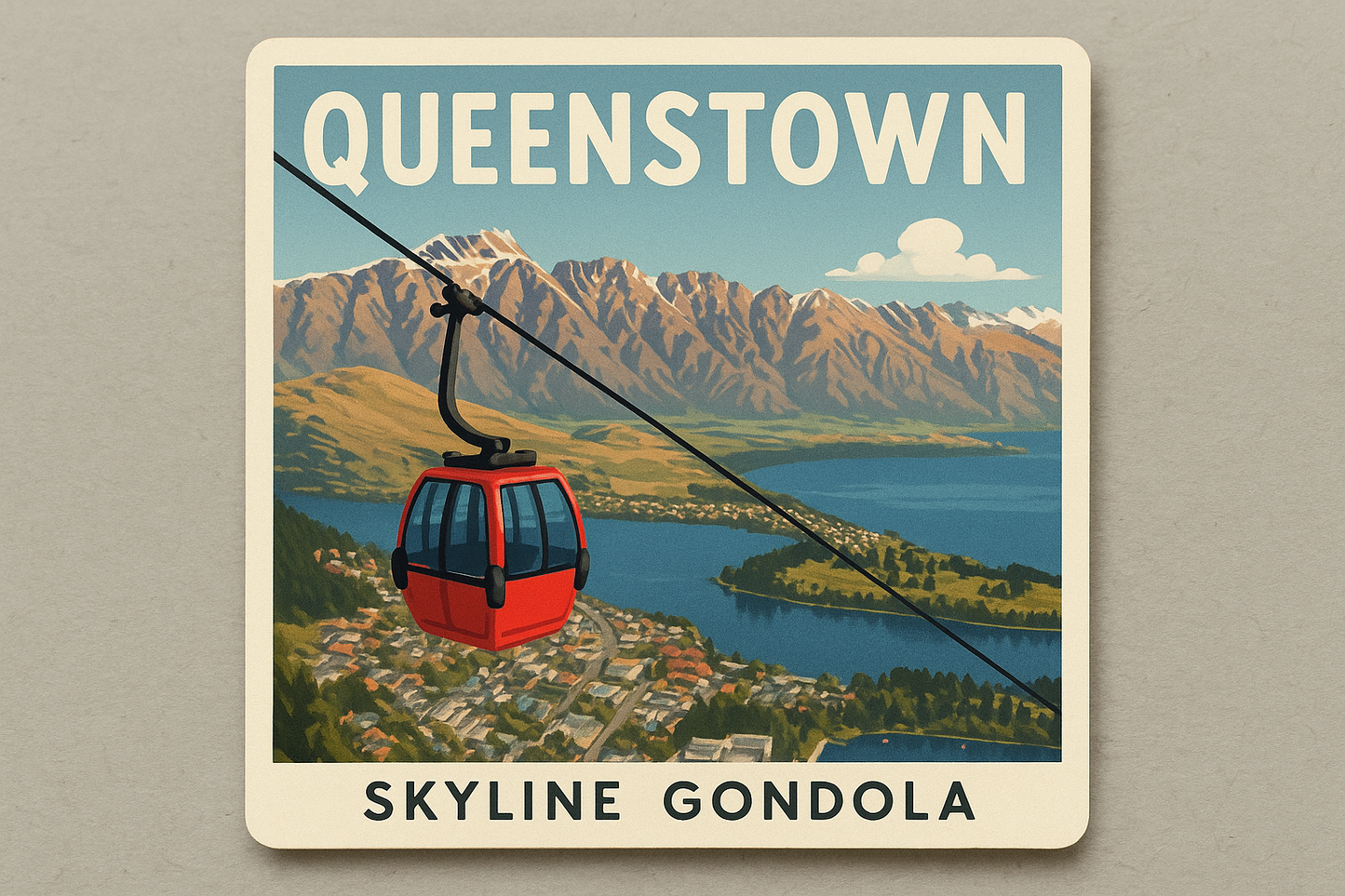 Queenstown NZ landscape souvenir fridge magnet handcrafted in Dunedin, New Zealand – FridgeIT Moments Souvenirs 