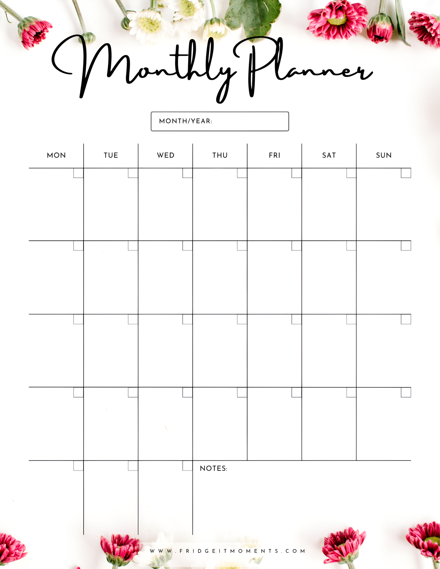 A5 Monthly Planner or Duty Roster Sheet- Magnetic Write & Wipe Sheet with Pen