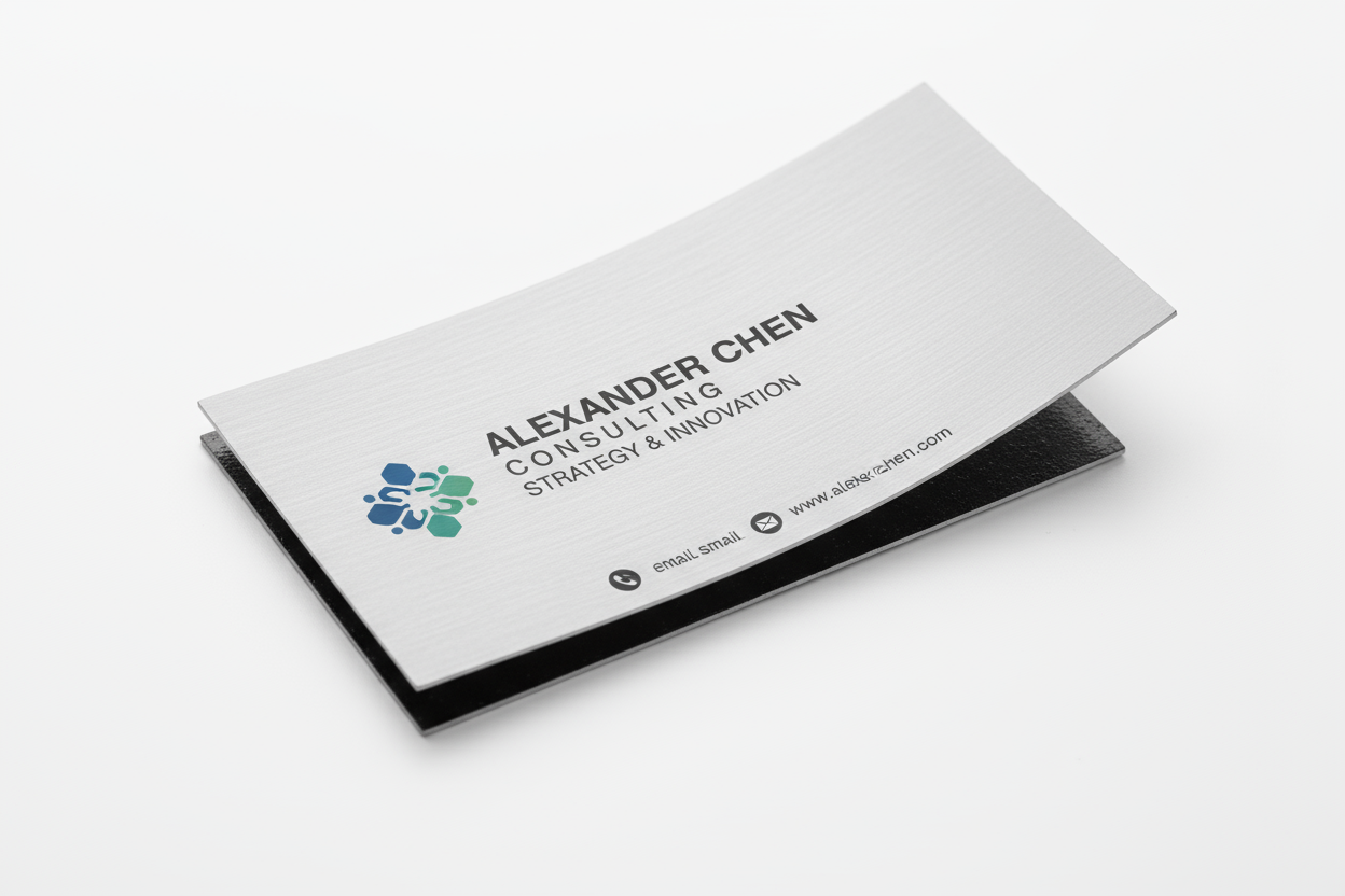 Business card on flexible magnetic sheet