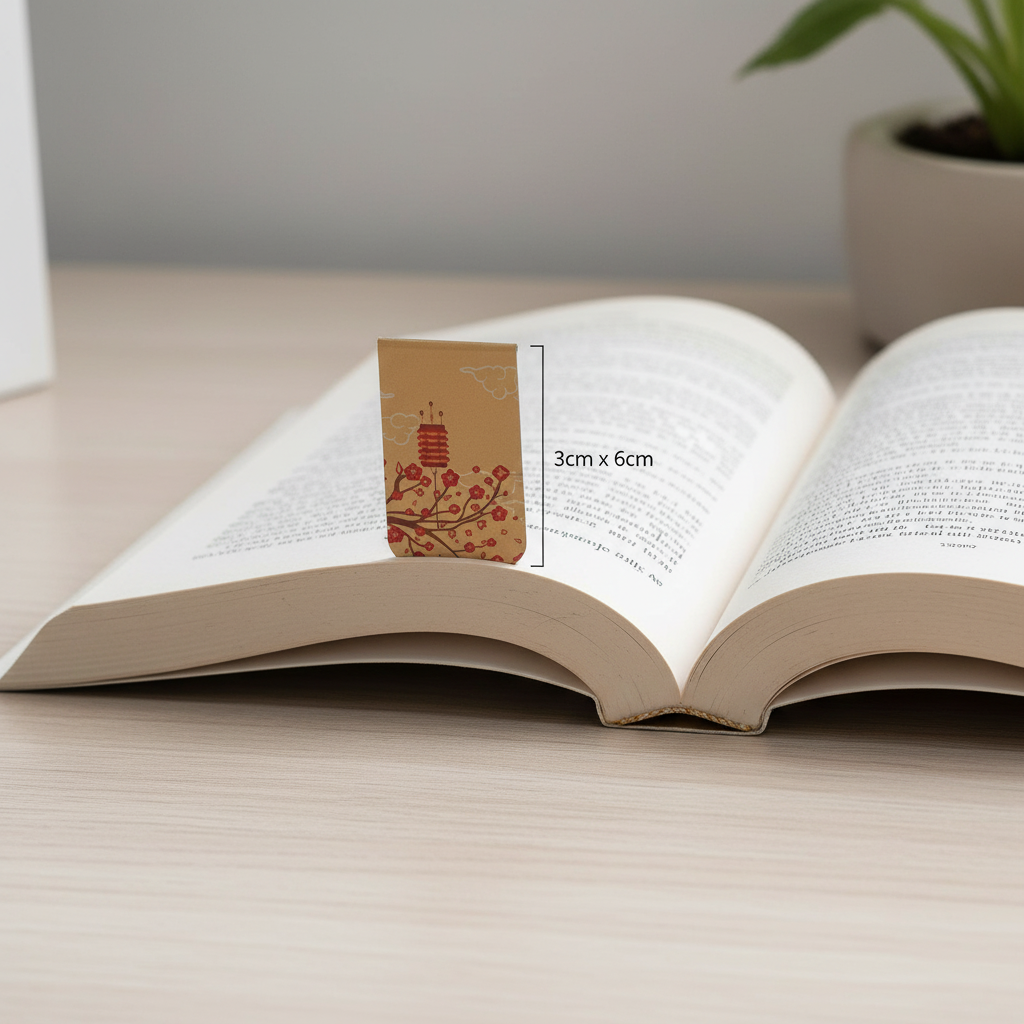 Cherry blossom bookmark on book