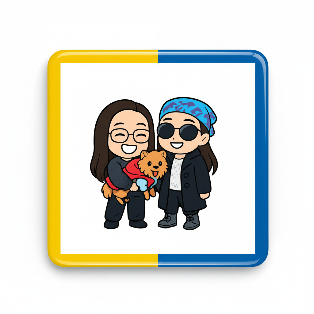 Custom photo magnet with brand colors