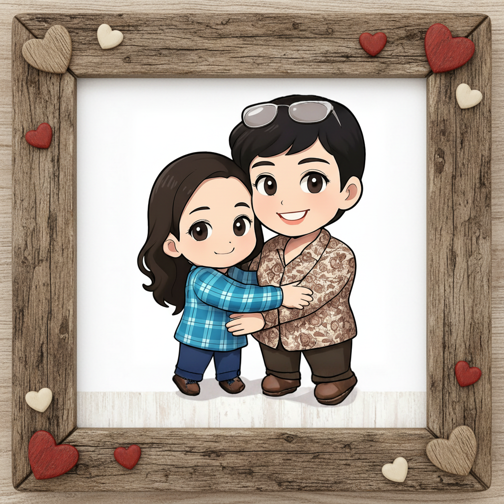 Custom photo magnet with wooden texture