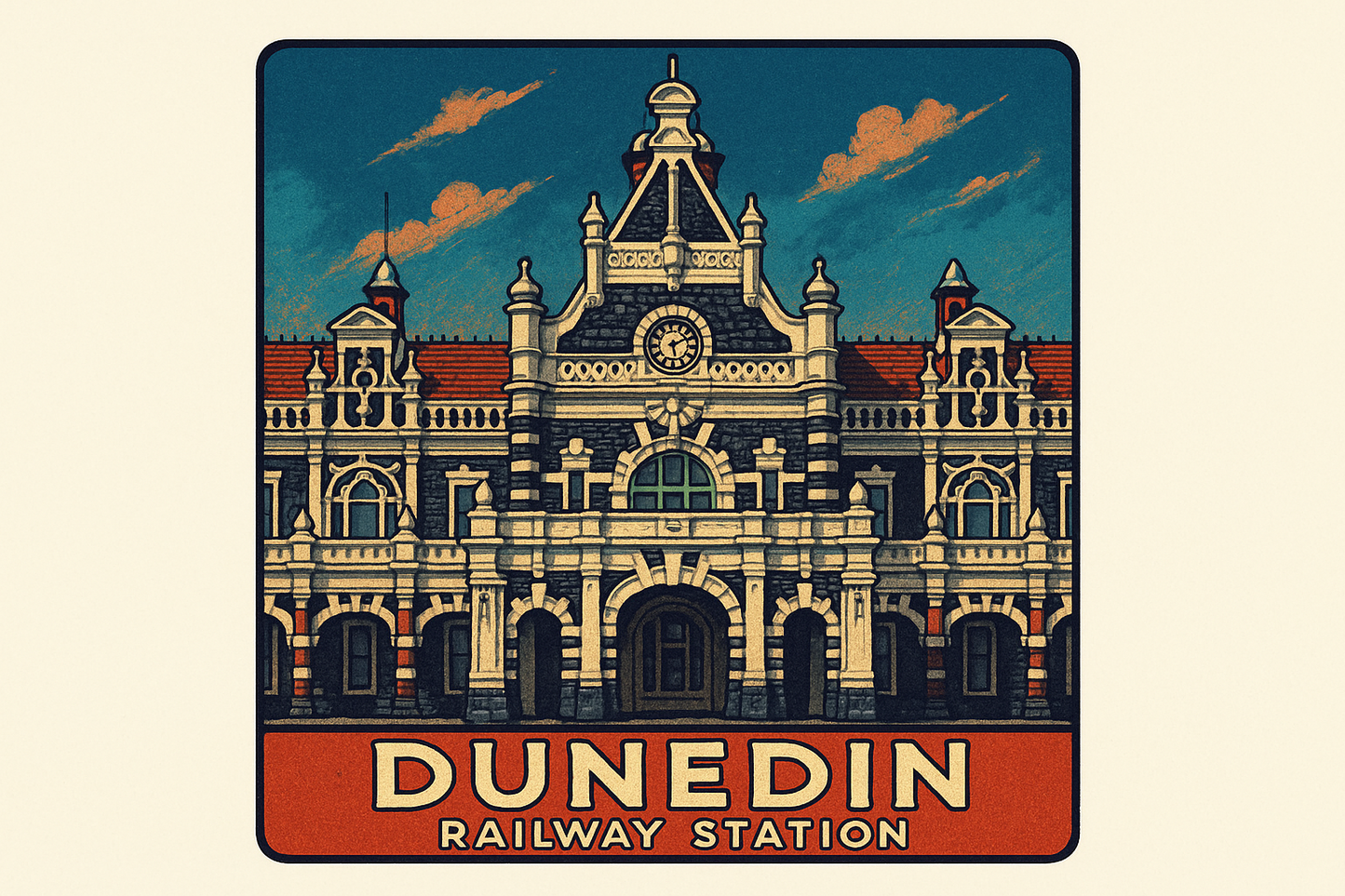 All About Dunedin, NZ - Ready-Made Designs Fridge Magnets 50×50mm - Landscapes