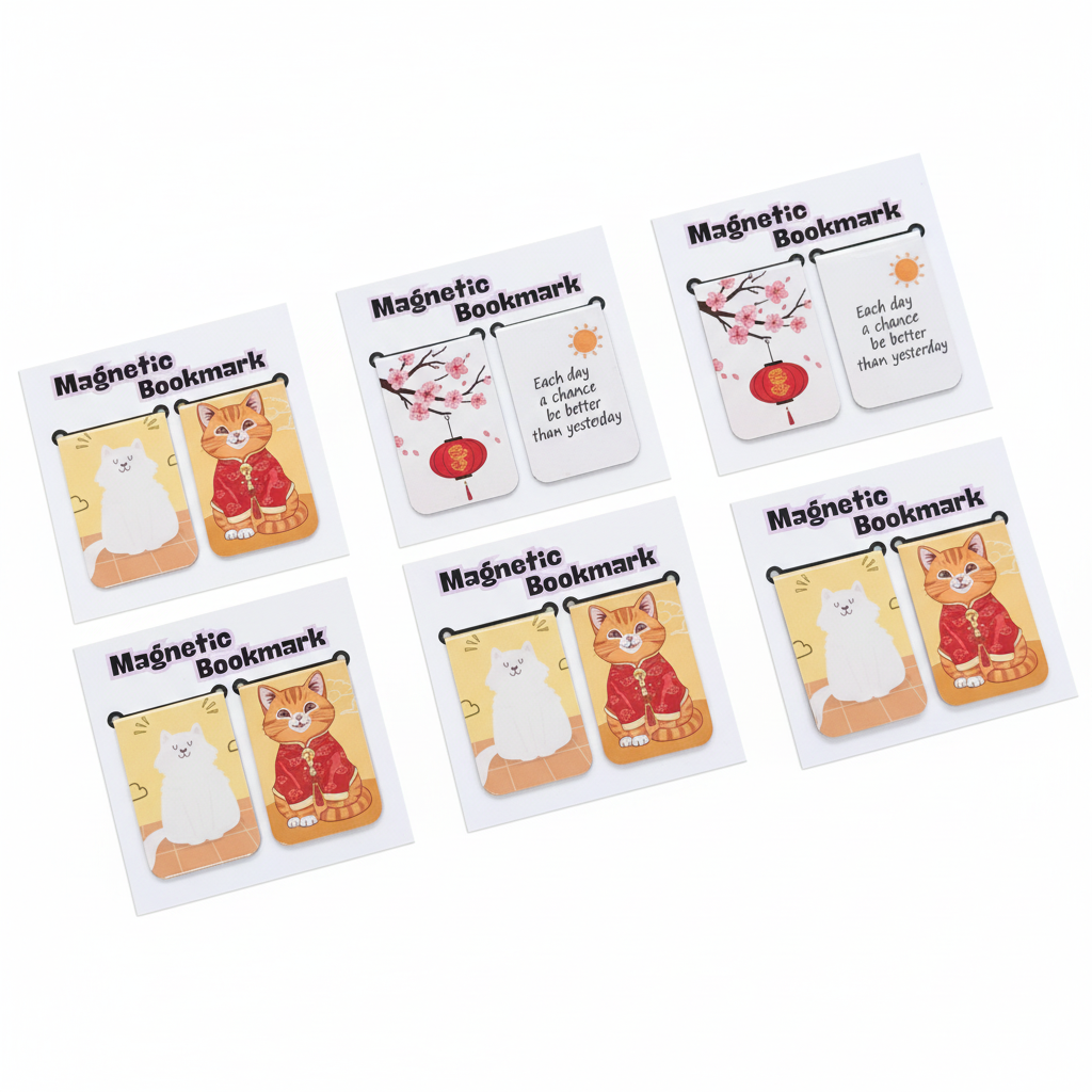 Flat lay of magnetic bookmarks