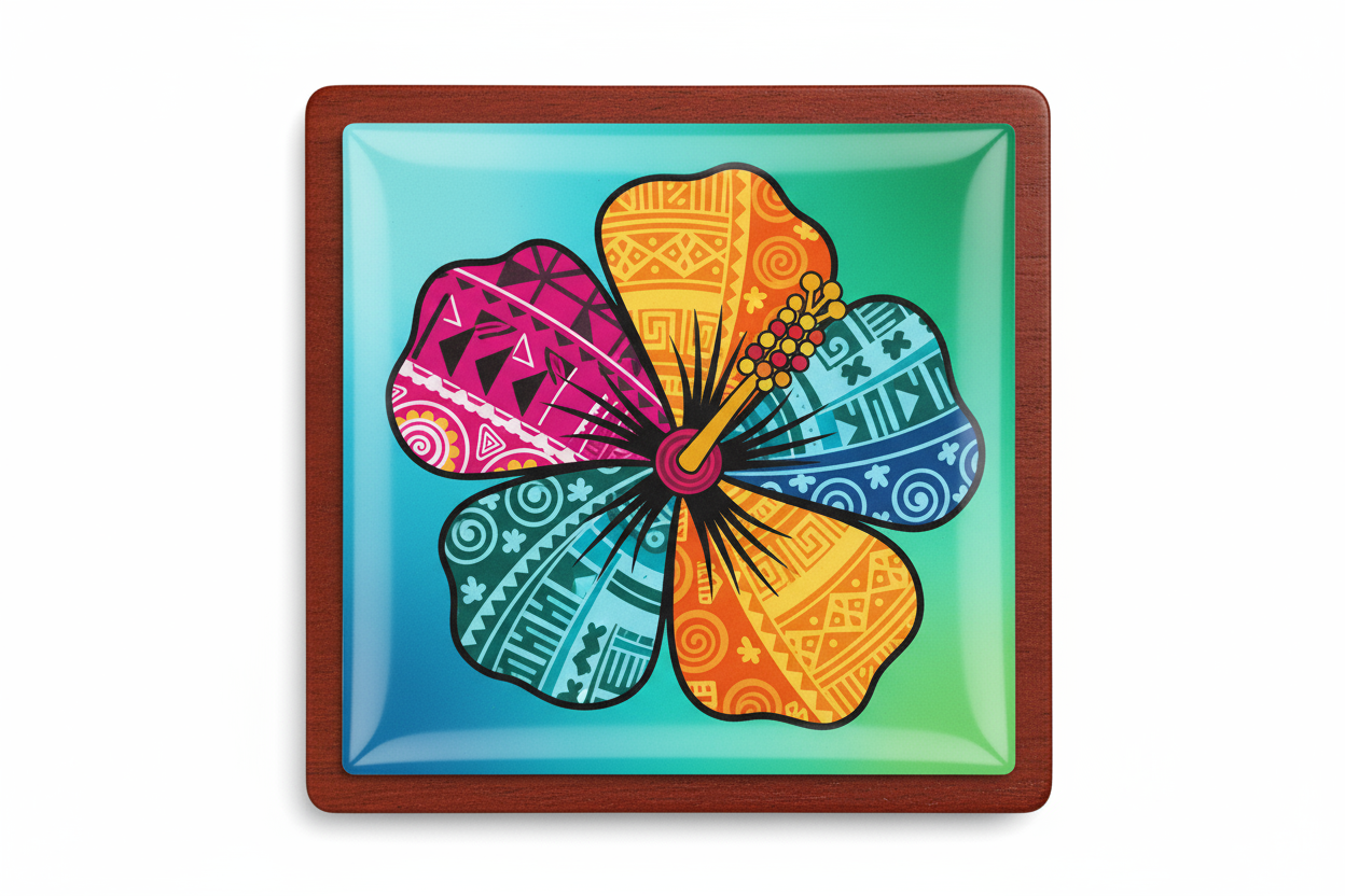 Hibiscus with Traditional Patterns
