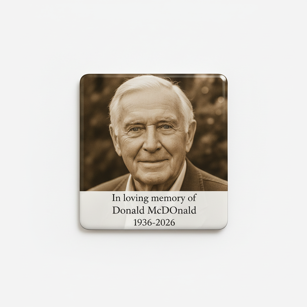 Memorial photo magnet - In loving memory of Donald McDonald 1936-2026