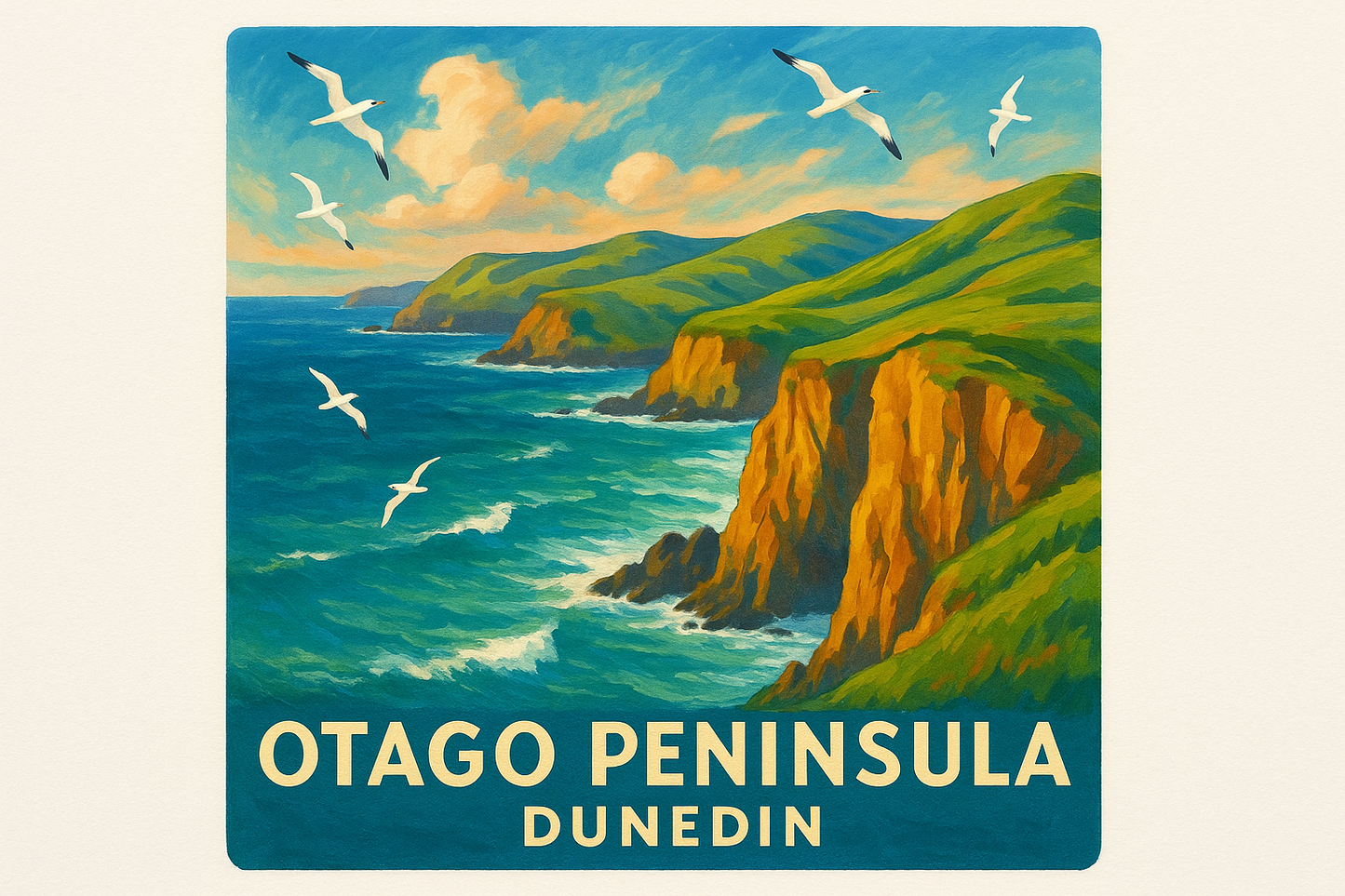 All About Dunedin, NZ - Ready-Made Designs Fridge Magnets 50×50mm - Landscapes