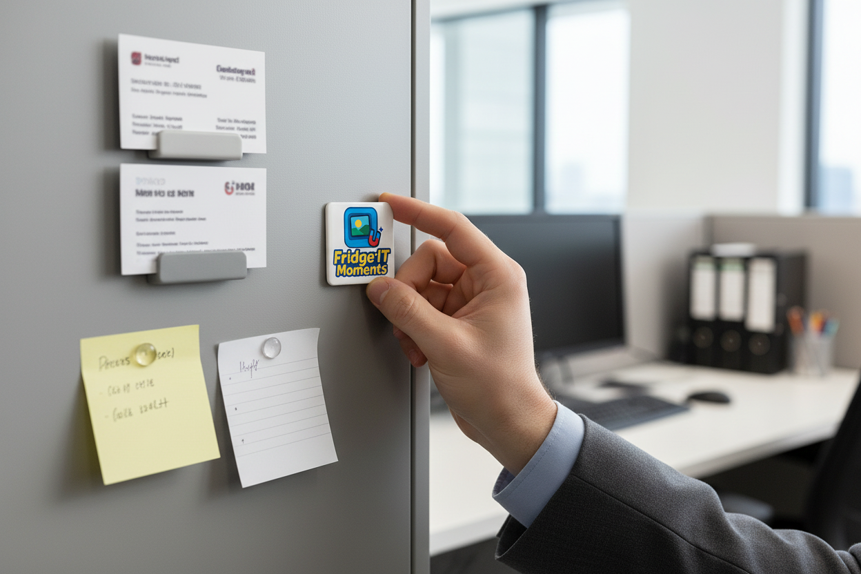 Placing branded magnet in office