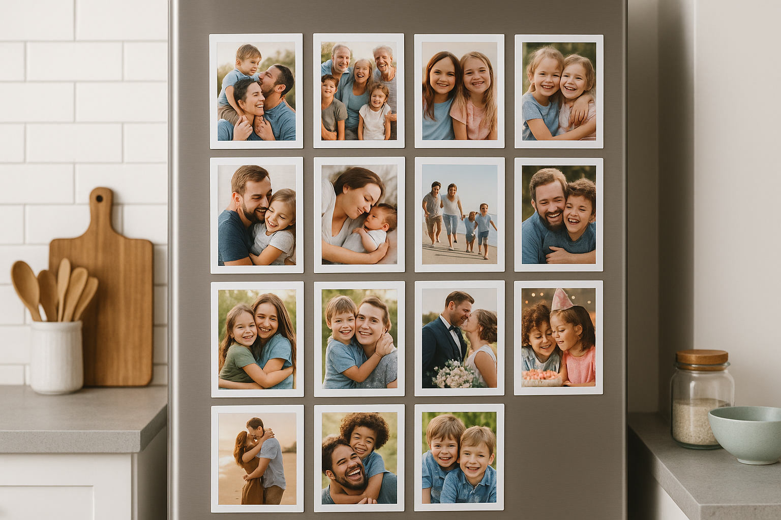 Set of 14 photo fridge magnets