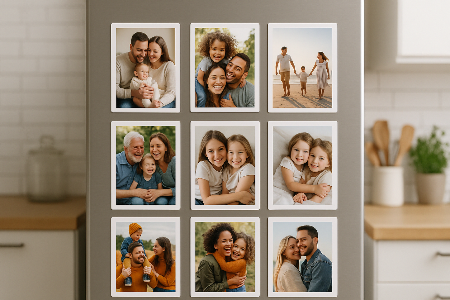 Set of 8 photo fridge magnets