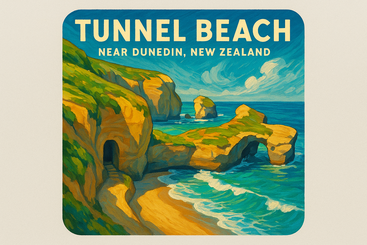 All About Dunedin, NZ - Ready-Made Designs Fridge Magnets 50×50mm - Landscapes